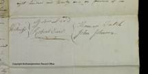 Picture 11. Signatures of Tom Patch III and John Johnson from the 1821 agreement (NRO ZB142/80/5)